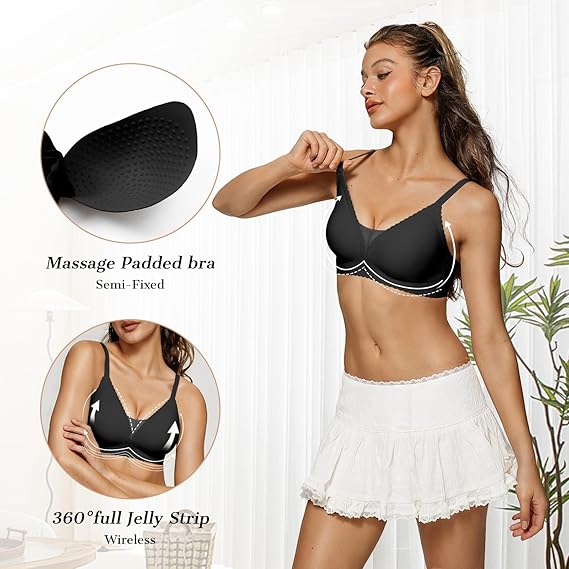 Scalloped Mesh Wireless Push Up Bras