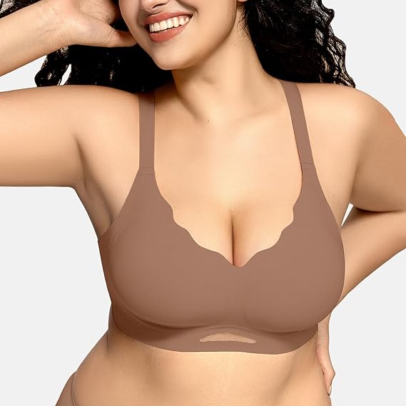 Scalloped Wireless Bras with  Mesh