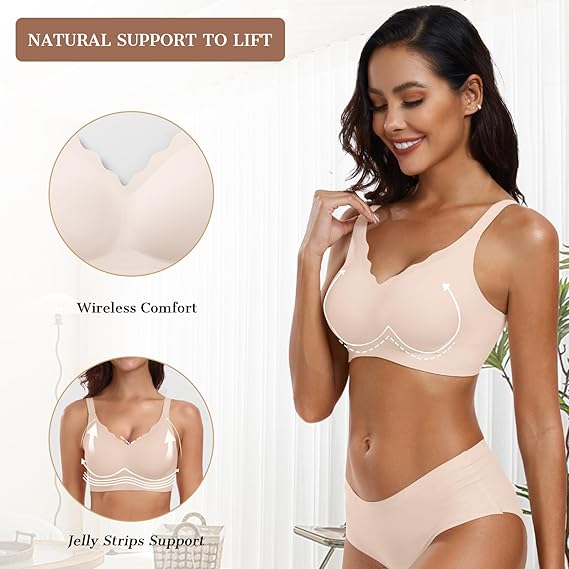 Scalloped Wireless Push Up Bras