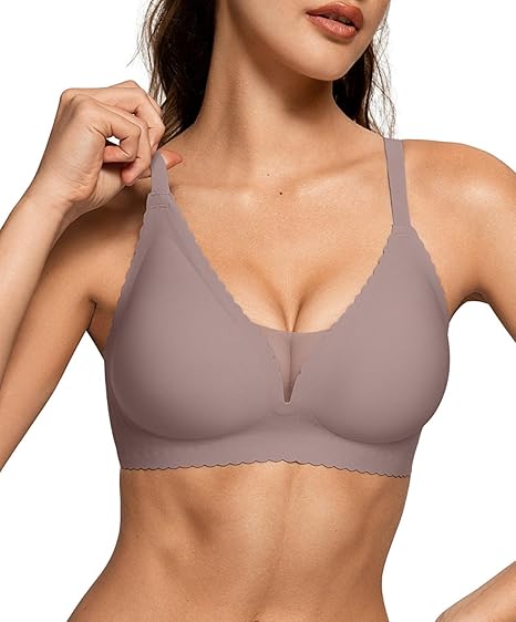 Scalloped Mesh Wireless Push Up Bras