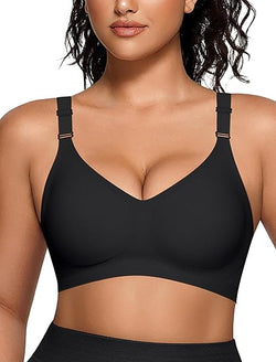 Wireless V Neck Bra with Front-Adjustable Straps