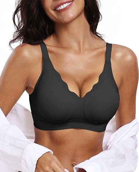 Scalloped Wireless Push Up Bras