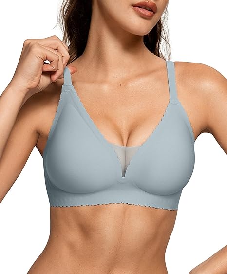 Scalloped Mesh Wireless Push Up Bras