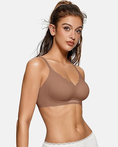 Scalloped Wireless Bras with  Mesh