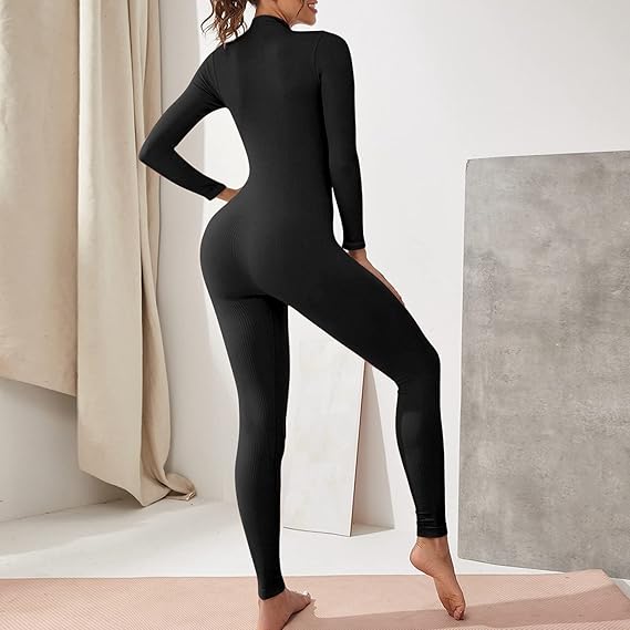 Long Sleeve Ribbed Jumpsuit