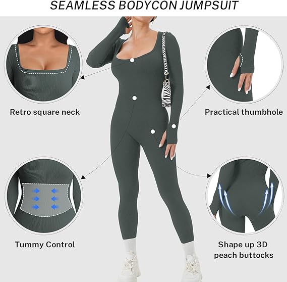 Ribbed Jumpsuit with Tummy Control