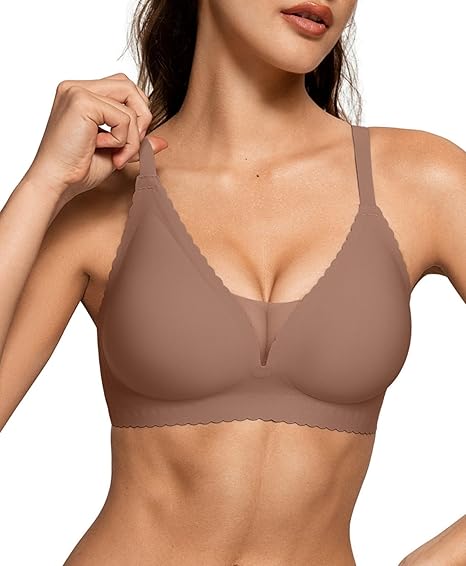 Scalloped Mesh Wireless Push Up Bras