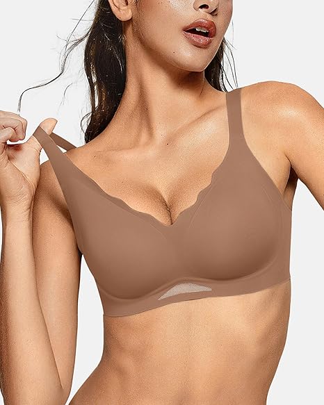 Scalloped Wireless Bras with  Mesh