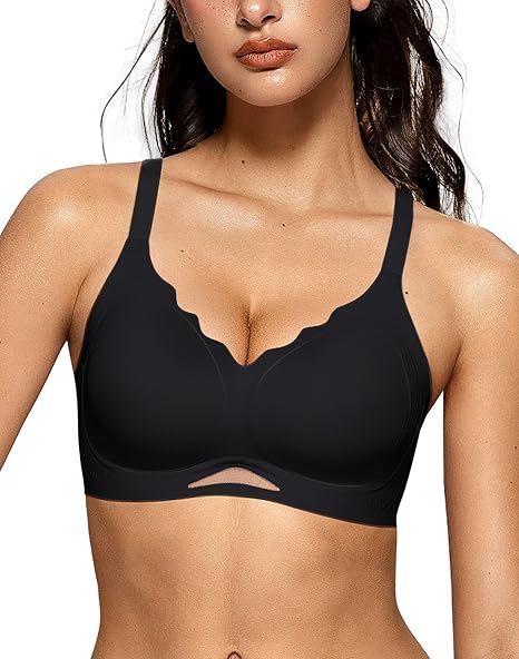 Scalloped Wireless Bras with  Mesh